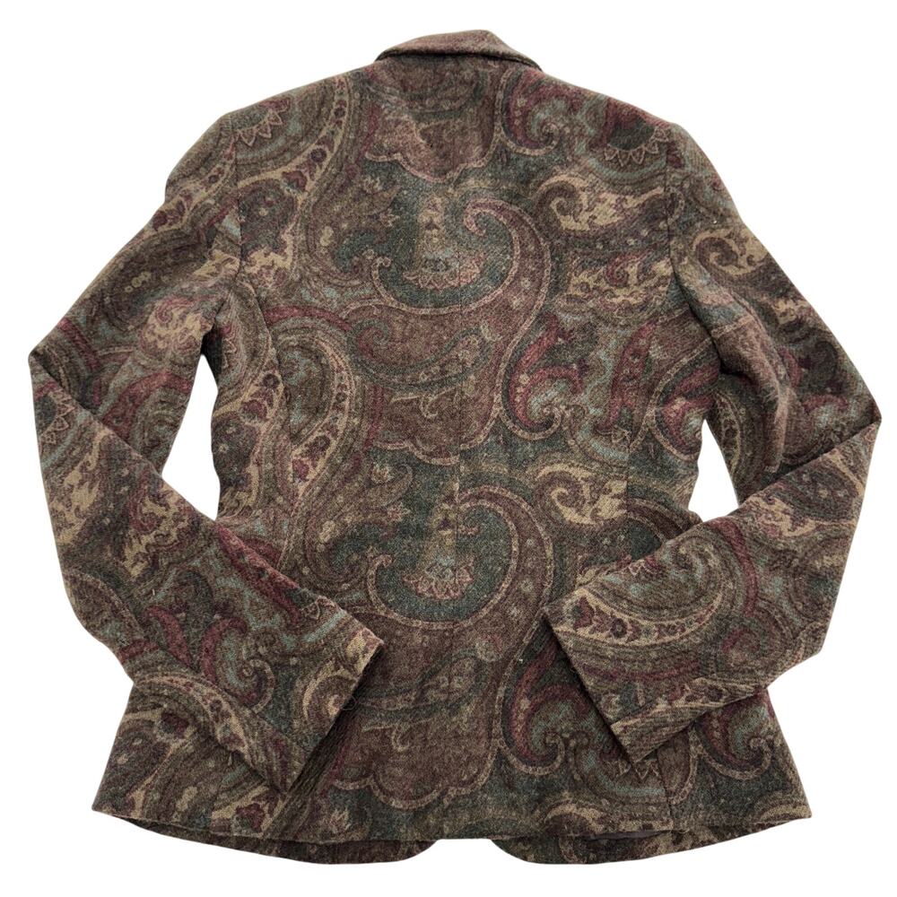 Ralph Lauren Blazer Womens 6 Paisley Wool Made USA Union Jacket Vintage 90s - Picture 2 of 9